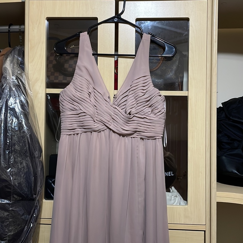 Birdy Grey bridesmaid dress taupe Laurie empire dress bump friendly - Picture 3 of 4